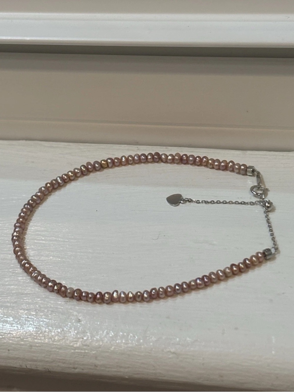 Delicate Pink Freshwater Pearl Bracelet with Silver Chain